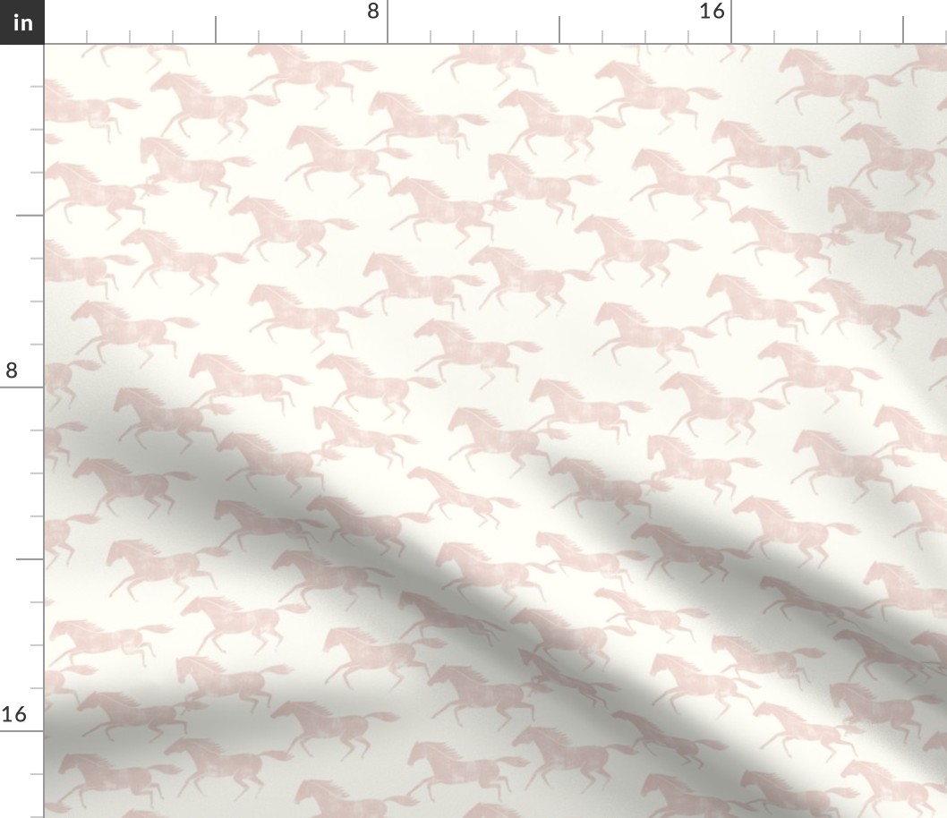 (small scale) wild horses - silk pink on off white  - LAD19BS