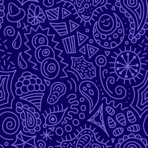 Random Doodles Navy Blue