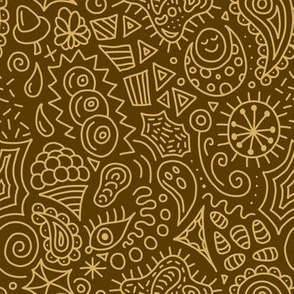 Random Doodles Gold Yellow