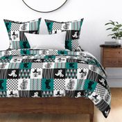 4 Wheel/ATV/A little Dirt Never Hurt//Teal - Wholecloth Cheater Quilt  - Rotated