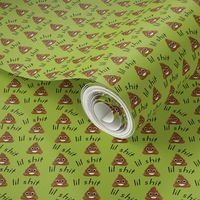 MEDIUM - lil sh*t fabric - lil shit fabric, poop fabric, poo emoji fabric - lime