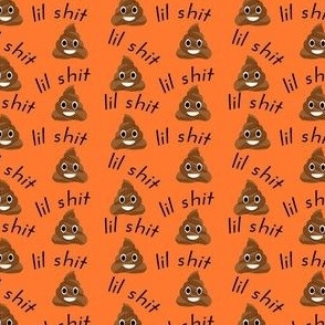 MEDIUM - lil sh*t fabric - lil shit fabric, poop fabric, poo emoji fabric - orange