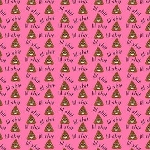 TINY - lil sh*t fabric - lil shit fabric, poop fabric, poo emoji fabric - bright pink