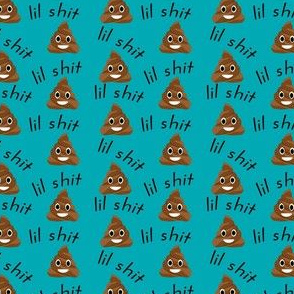 MEDIUM - lil sh*t fabric - lil shit fabric, poop fabric, poo emoji fabric - turquoise