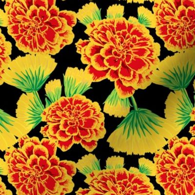 Marigold + Calendula Floral in Midnight Black