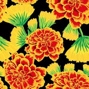 Marigold + Calendula Floral in Midnight Black