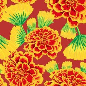 Marigold + Calendula Floral in Rust