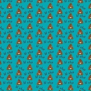 TINY - lil sh*t fabric - lil shit fabric, poop fabric, poo emoji fabric - turquoise