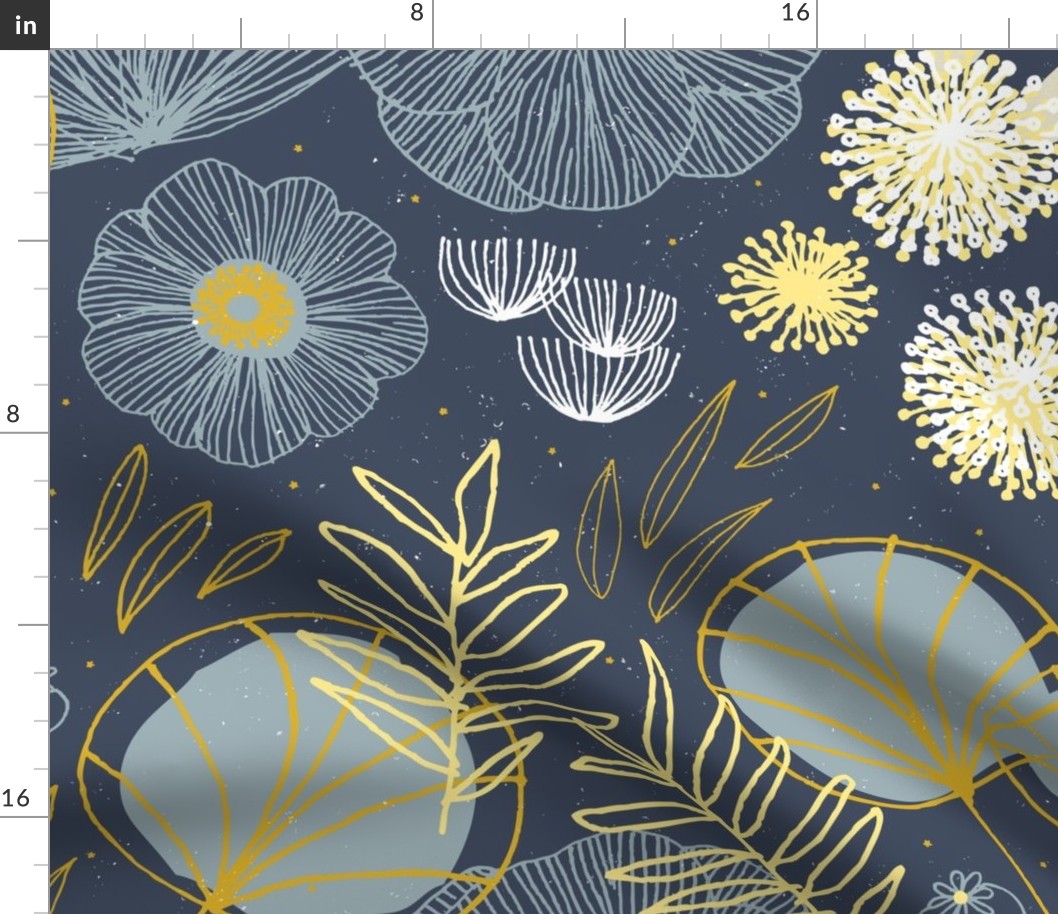 CUSTOM Wallpaper - Spring Floral Navy D by Friztin