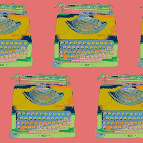 Big Typewriter, Sunny Coral Background