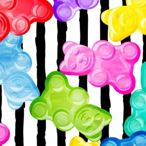 (jumbo scale) Gummy bears - tossed candy - stripes - LAD19BS
