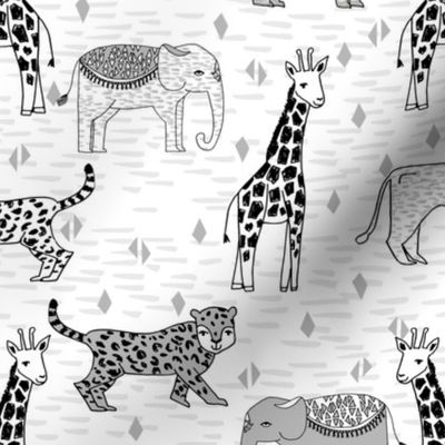 safari nursery fabric - safari nursery wallpaper, baby wallpaper, baby boy wallpaper, baby boy fabric, safari animals - grey