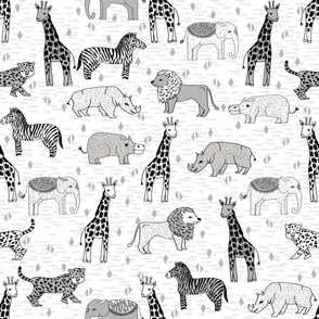 safari nursery fabric - safari nursery wallpaper, baby wallpaper, baby boy wallpaper, baby boy fabric, safari animals - grey