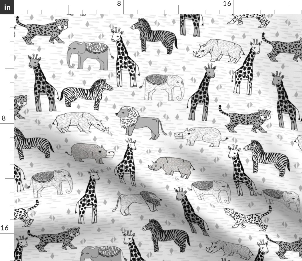 safari nursery fabric - safari nursery wallpaper, baby wallpaper, baby boy wallpaper, baby boy fabric, safari animals - grey