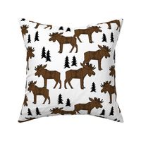 Moose Forest fabric - Dark Brown and white by Andrea Lauren 
