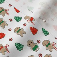SMALL - gingerbread people - gingerbread cookies, sweets fabric, cute fabric, holiday fabric, xmas fabric, gingerbread fabrics - red and green