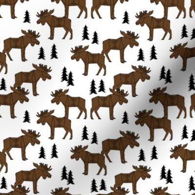 SMALL - Moose Forest fabric - Dark Brown and white by Andrea Lauren 