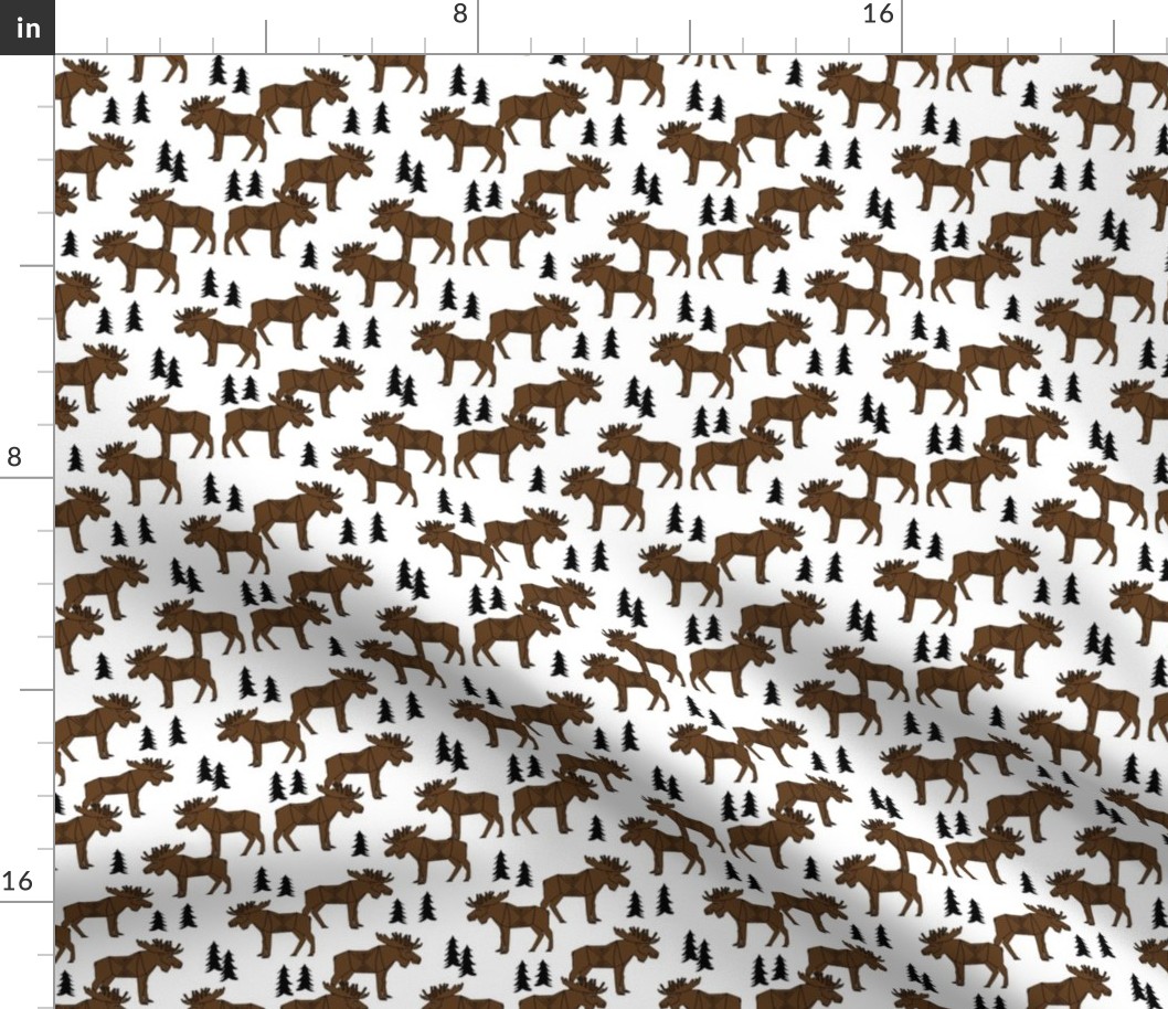 SMALL - Moose Forest fabric - Dark Brown and white by Andrea Lauren 