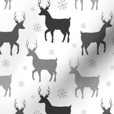 Buck Deer Silhouette | Gray on White |Renee Davis