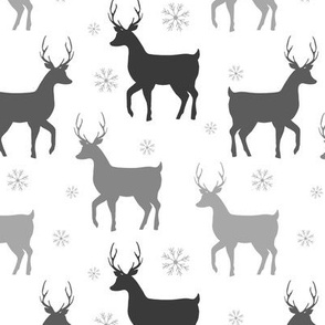 Buck Deer Silhouette | Gray on White |Renee Davis