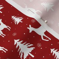 Deer Forest | White Herd on Christmas Red | Renee Davis