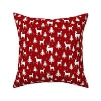 Deer Forest | White Herd on Christmas Red | Renee Davis