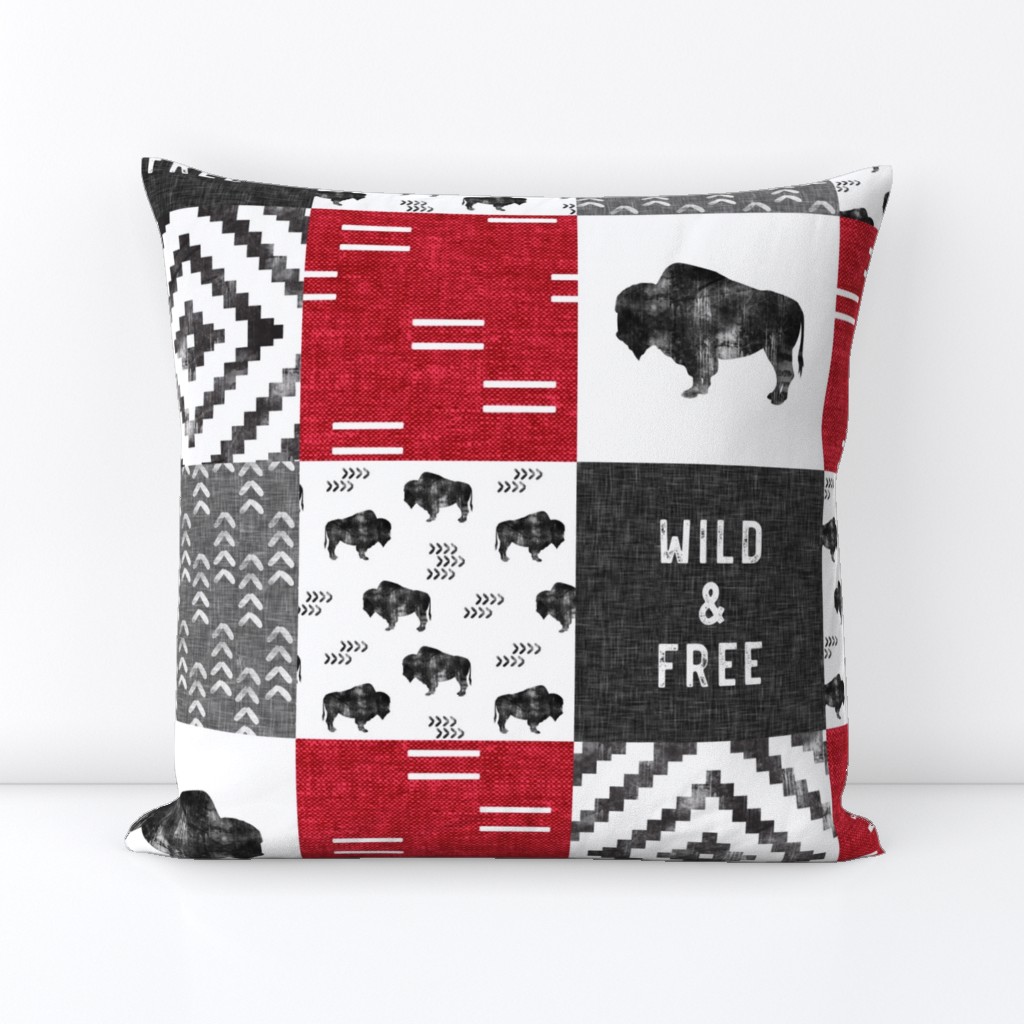 Buffalo Wholecloth - Wild and Free - Black, Grey, Red - boho style - C19BS