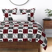 Buffalo Wholecloth - Wild and Free - Black, Grey, Red - buffalo plaid  - C19BS