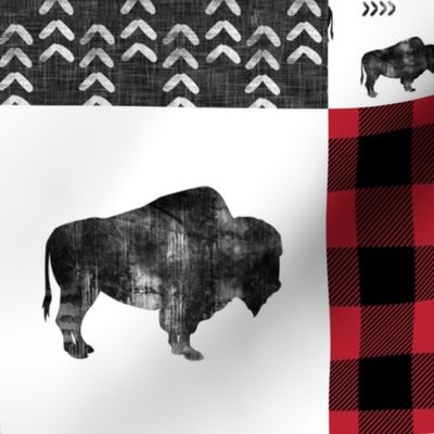 Buffalo Wholecloth - Wild and Free - Black, Grey, Red - buffalo plaid  - C19BS