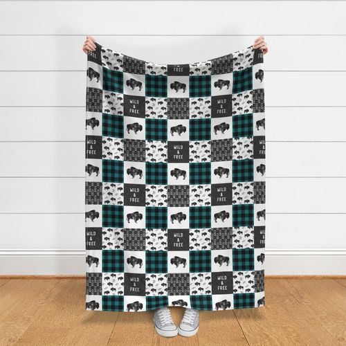 Buffalo Wholecloth - Wild and Free - Black, Grey, dark teal- buffalo plaid  - C19BS