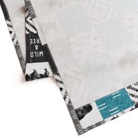 Buffalo Wholecloth - Wild and Free - Black, Grey, teal- boho style - C19BS