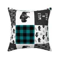 Buffalo Wholecloth - Wild and Free - Black, Grey, dark teal- buffalo plaid (90) - C19BS