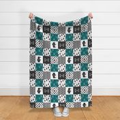 Buffalo Wholecloth - Wild and Free - Black, Grey, dark  teal- boho style (90)  - C19BS