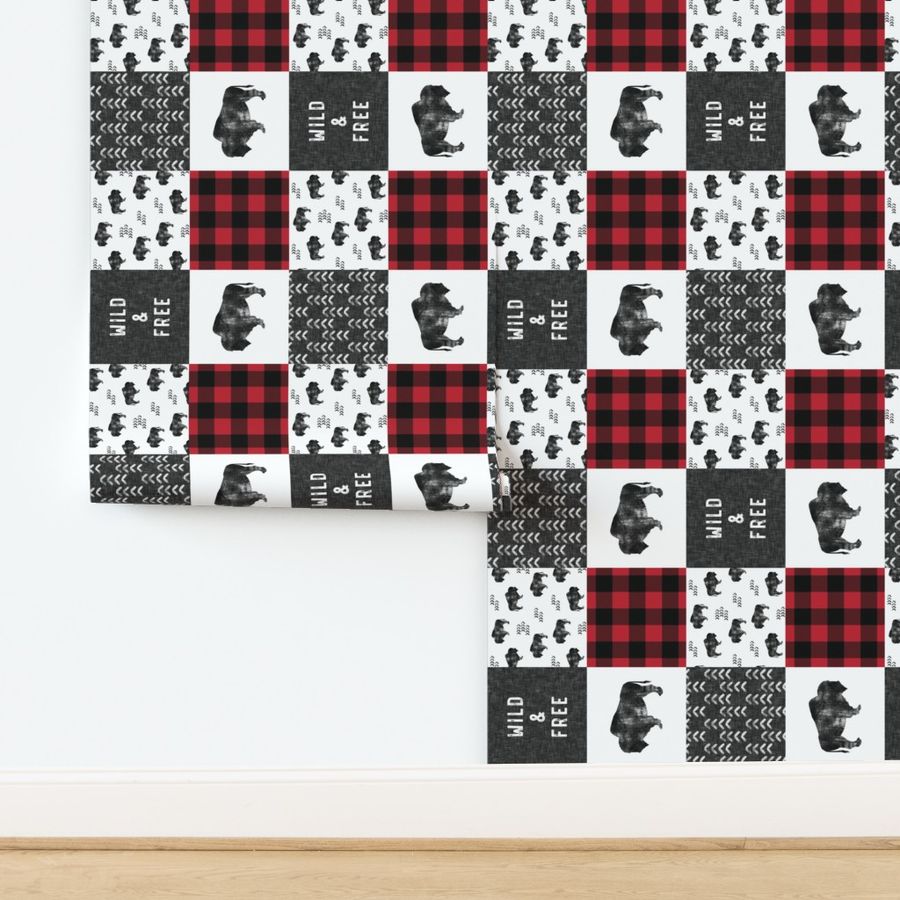 Buffalo Wholecloth - Wild and Free - Black, Grey, Red - buffalo plaid (90) - C19BS