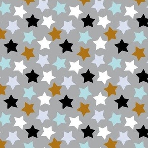 Stars blue and brown on grey boys