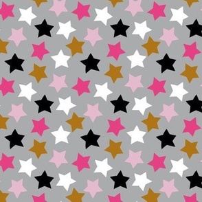 Stars pink white and black on grey kids