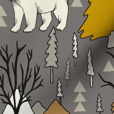 Woodland Bears - Large - Mustard, Gray