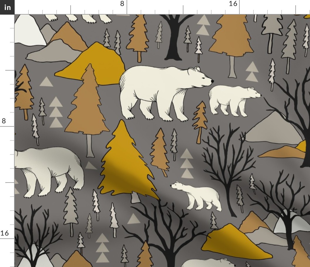 Woodland Bears - Large - Mustard, Gray