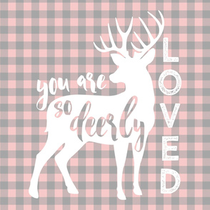 half yard MINKY panel (27"x36") - pink plaid - you are so deerly loved - pink and grey plaid - LAD19BS