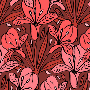 Chintz Large Flowers - Pink Red