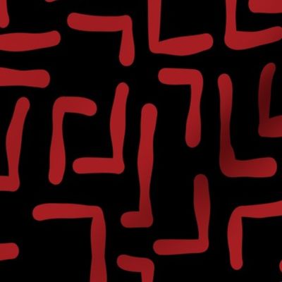 ABSTRACT MAZE - RED ON BLACK