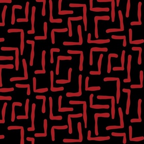 ABSTRACT MAZE - RED ON BLACK