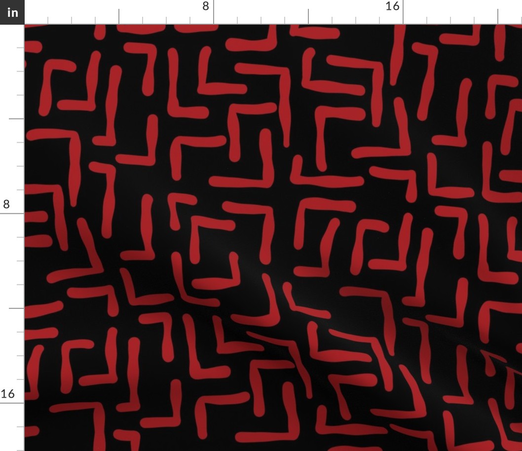 ABSTRACT MAZE - RED ON BLACK