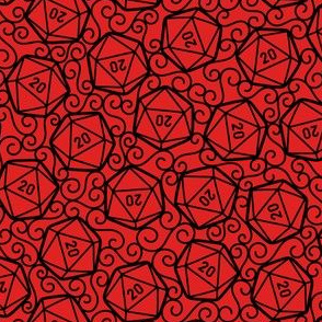 Ornate d20s in Black on Red