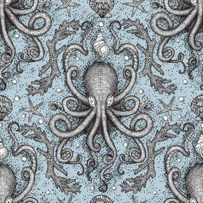 Octopus Damask - Powder Blue 