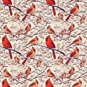 Winter Cardinals Tan Background