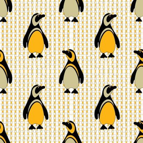 Penguins Winter Birds Black White Gold Yellow