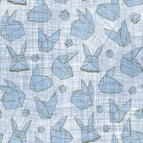 Origami Bunnies Blue Tone on Tone