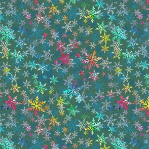 Rainbow Snowflakes - green