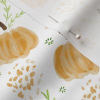 Watercolor Pumpkins in White